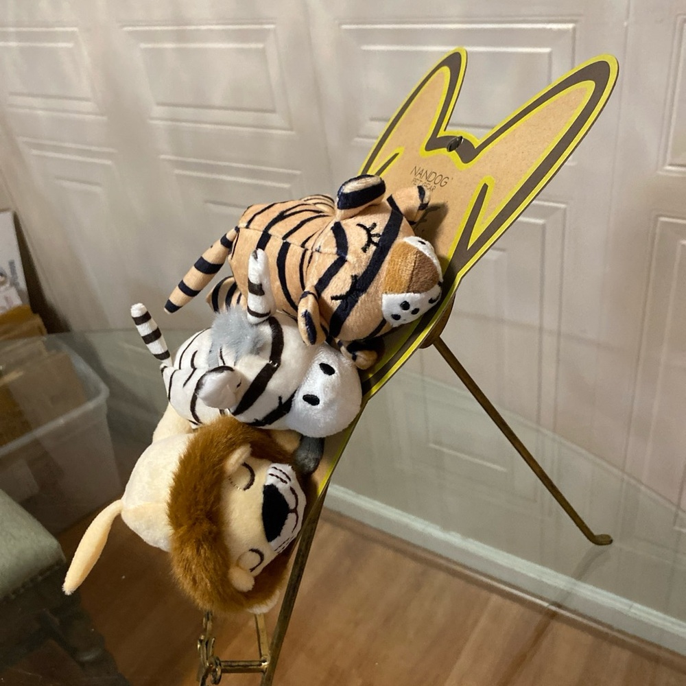 NANDOG PET GEAR Mini Trio Interactive Lion Tiger Zebra Plush Dog Toy Set NEW!!